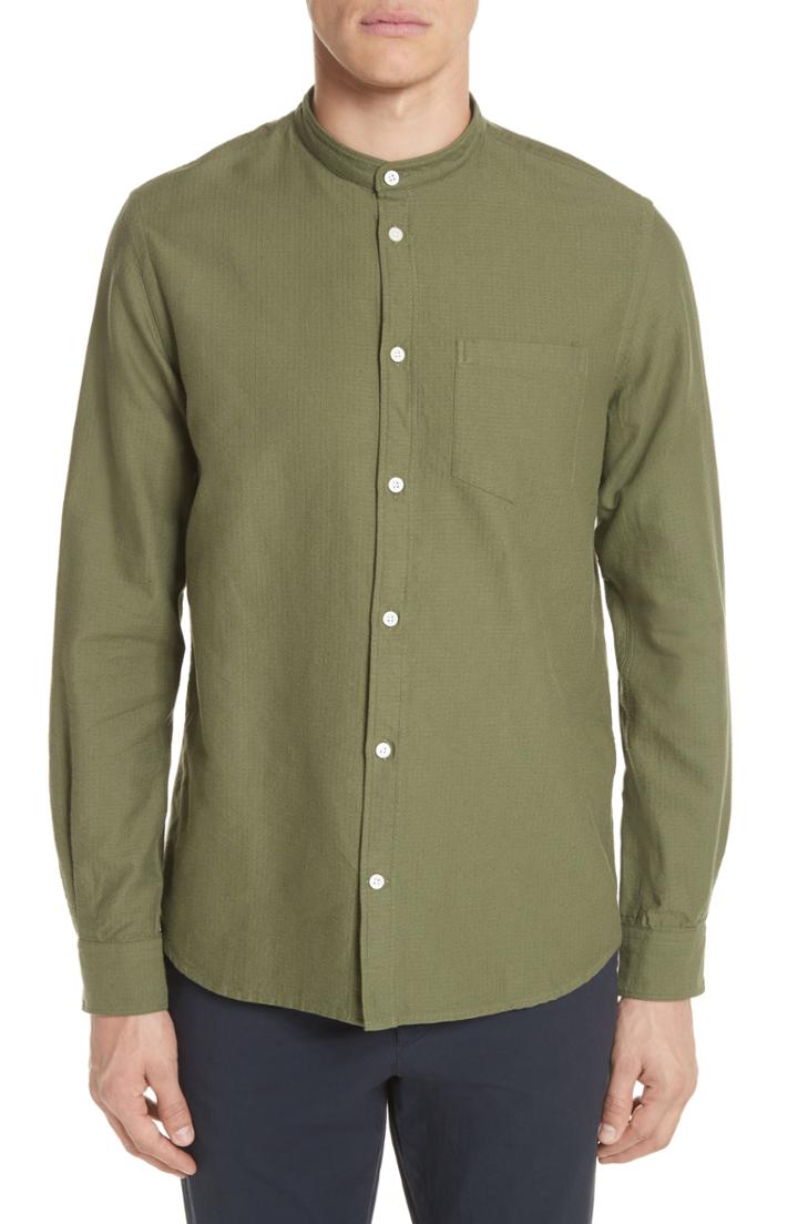 Men's Norse Projects Hans Oxford Ripstop Band Collar Shirt