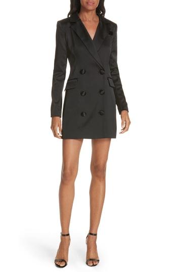 Women's Milly Stretch Satin Mini Coatdress - Black