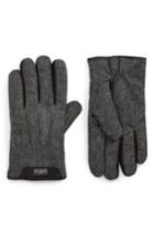 Men's Ted Baker London Slick Leather Trim Gloves - Grey