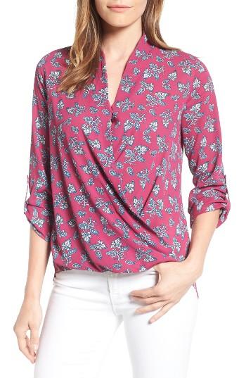 Women's Pleione Faux Wrap Blouse - Pink