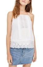 Women's Topshop Mixed Broderie Maternity Tank Us (fits Like 2-4) - White