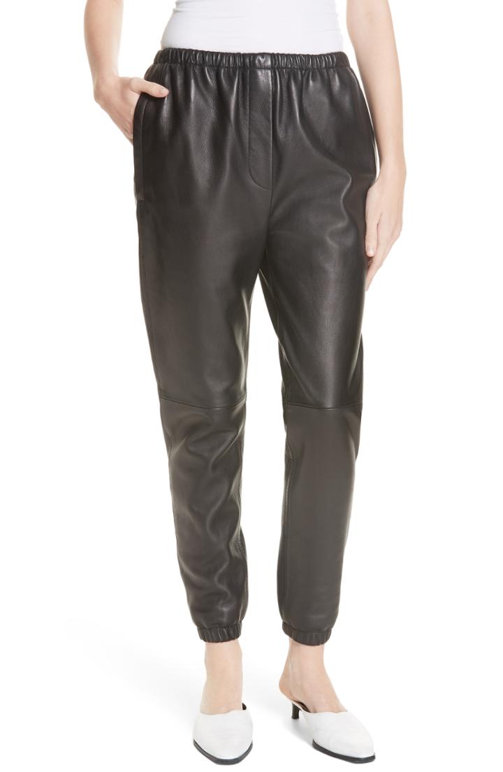 Women's 3.1 Phillip Lim Leather Track Pants - Black