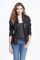 Petite Women's Cole Haan Lambskin Leather Scuba Jacket P - Black