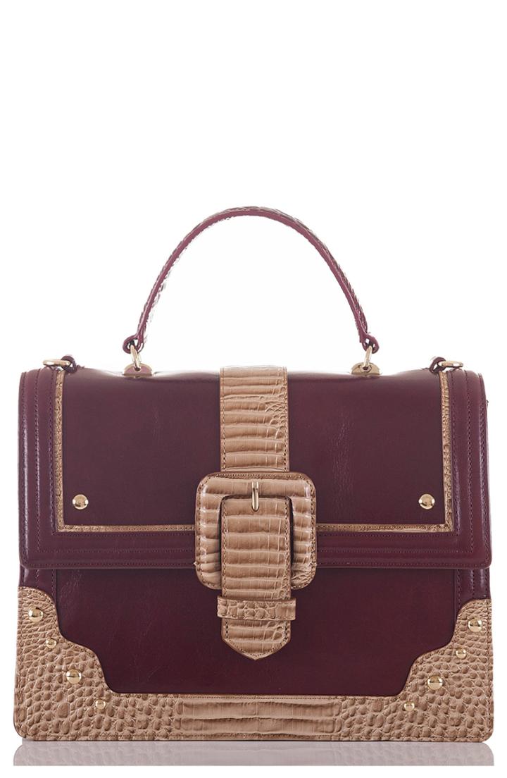 Brahmin Medium Francine Leather Satchel - Burgundy