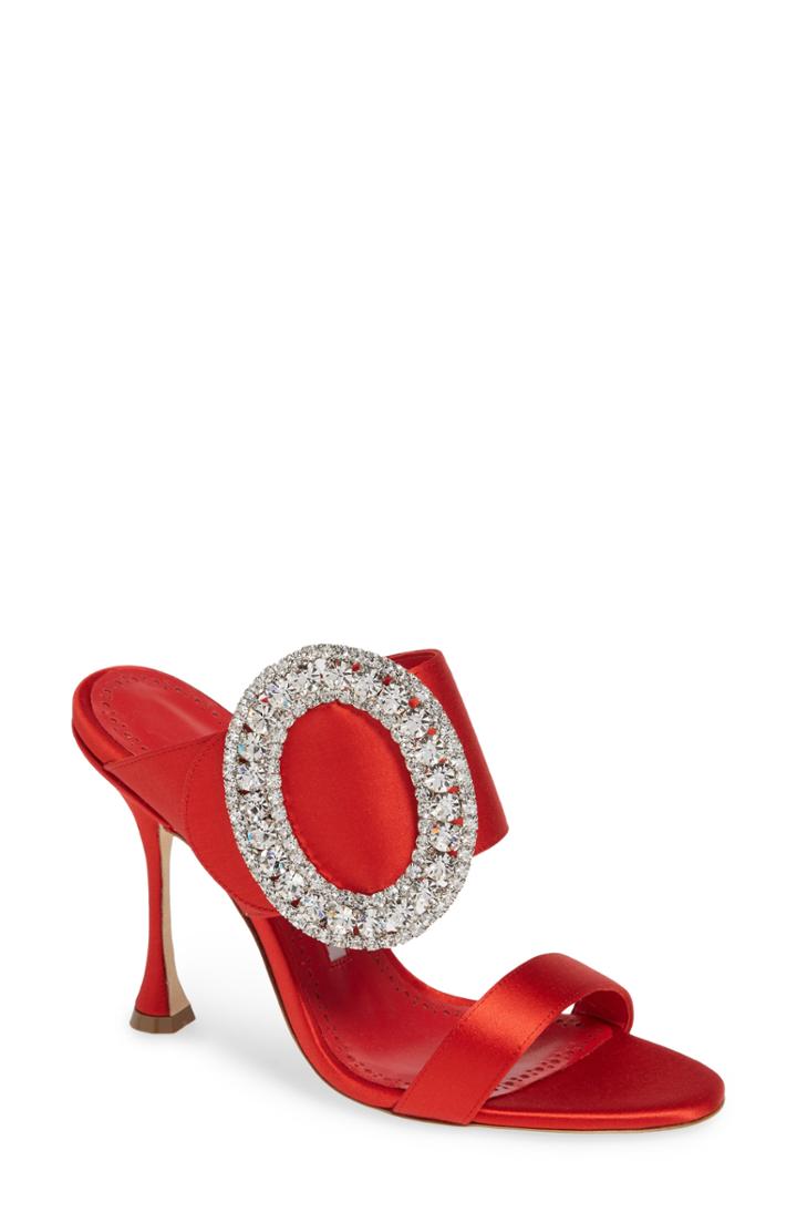 Women's Manolo Blahnik Fibiona Crystal Embellished Mule Us / 36eu - Red