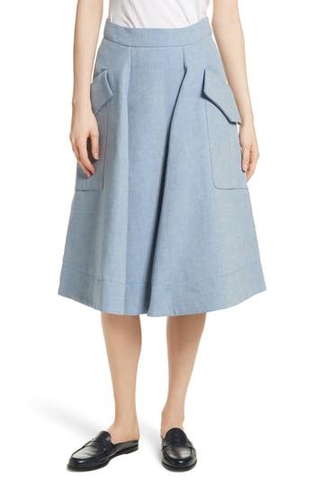 Women's Carven Jupe Genou Skirt Us / 40 Fr - Blue