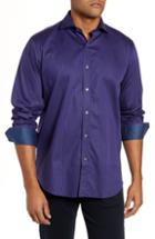 Men's Bugatchi Classic Fit Stripe Sport Shirt, Size - Pink