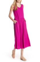 Women's Eileen Fisher Scooped Neck Hemp & Cotton Midi Dress, Size - Pink