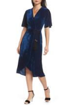 Women's Fraiche By J Velvet Faux Wrap Dress - Blue