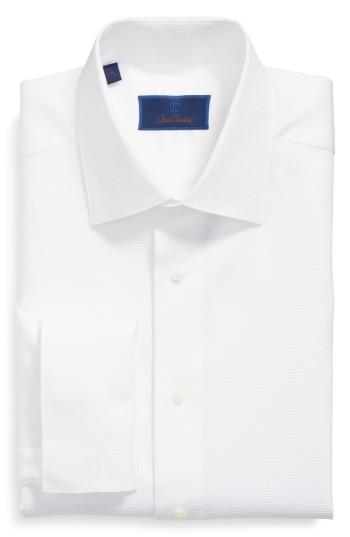 Men's David Donahue Horizontal Twill Regular Fit Tuxedo Shirt .5 32/33 - White