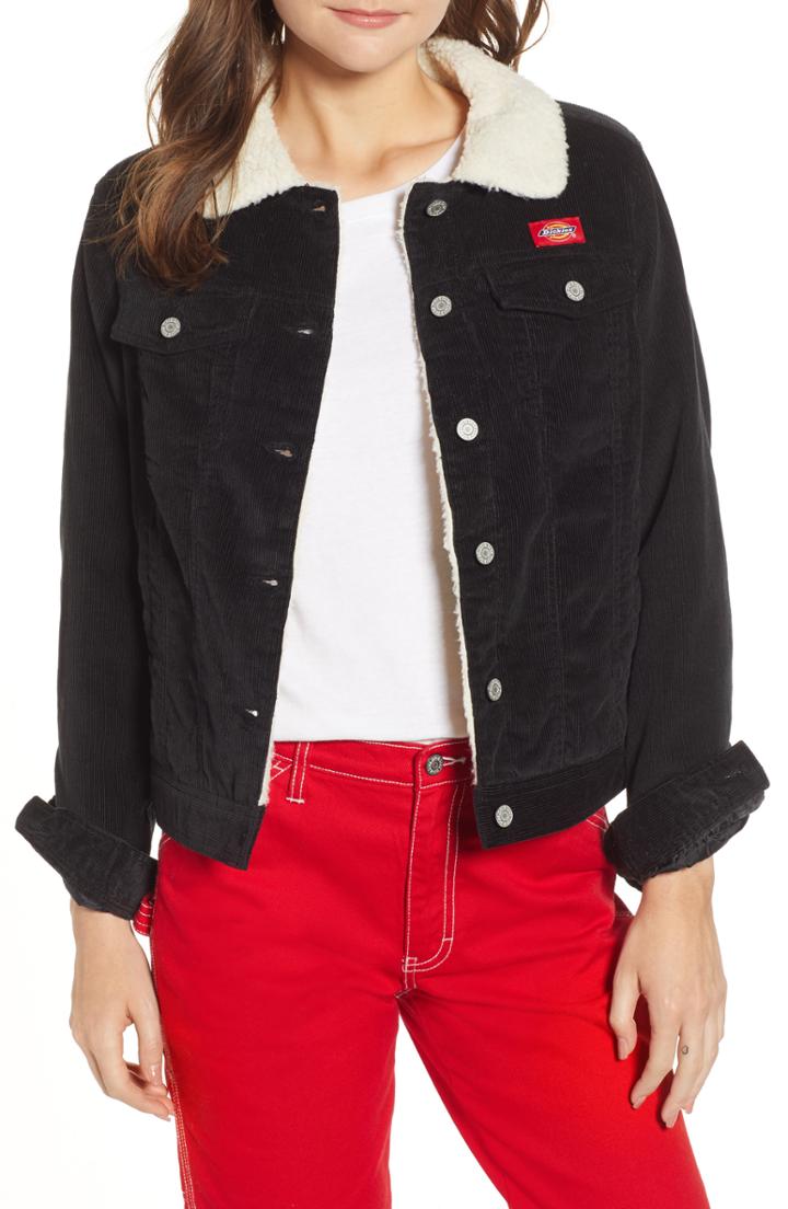 Women's Dickies Faux Shearling Lined Corduroy Jacket - Black