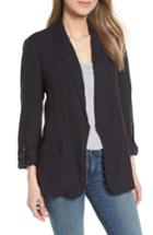 Women's Caslon Linen Boyfriend Blazer - Black