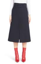 Women's Fendi Wool & Silk Belted A-line Skirt Us / 38 It - Black