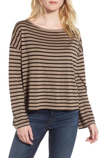 Women's Madewell Libretto Stripe Wide Sleeve Top, Size - Brown