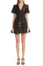 Women's Valentino Floral Meadow Print Crepe Couture Dress - Black