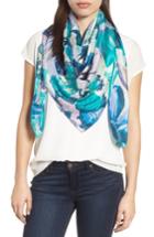 Women's Nordstrom Print Silk Square Scarf, Size - Blue/green