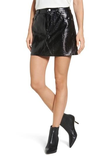 Women's Chloe & Katie Faux Patent Leather Miniskirt - Black