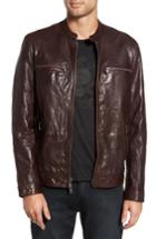 Men's John Varvatos Star Usa Leather Racer Jacket - Burgundy