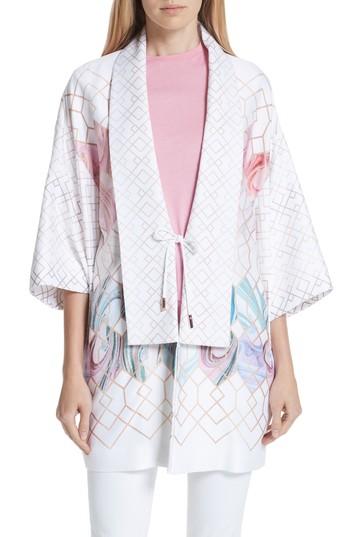 Women's Ted Baker London Koralle Sea Of Clouds Kimono - White