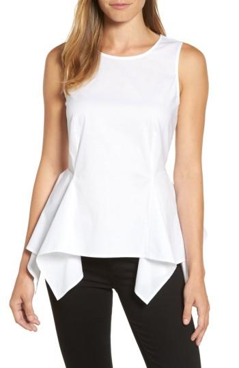 Women's Pleione Handerkerchief Hem Poplin Top - White