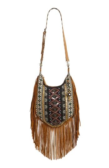 Ten79la Woven Fringe Hobo - Brown