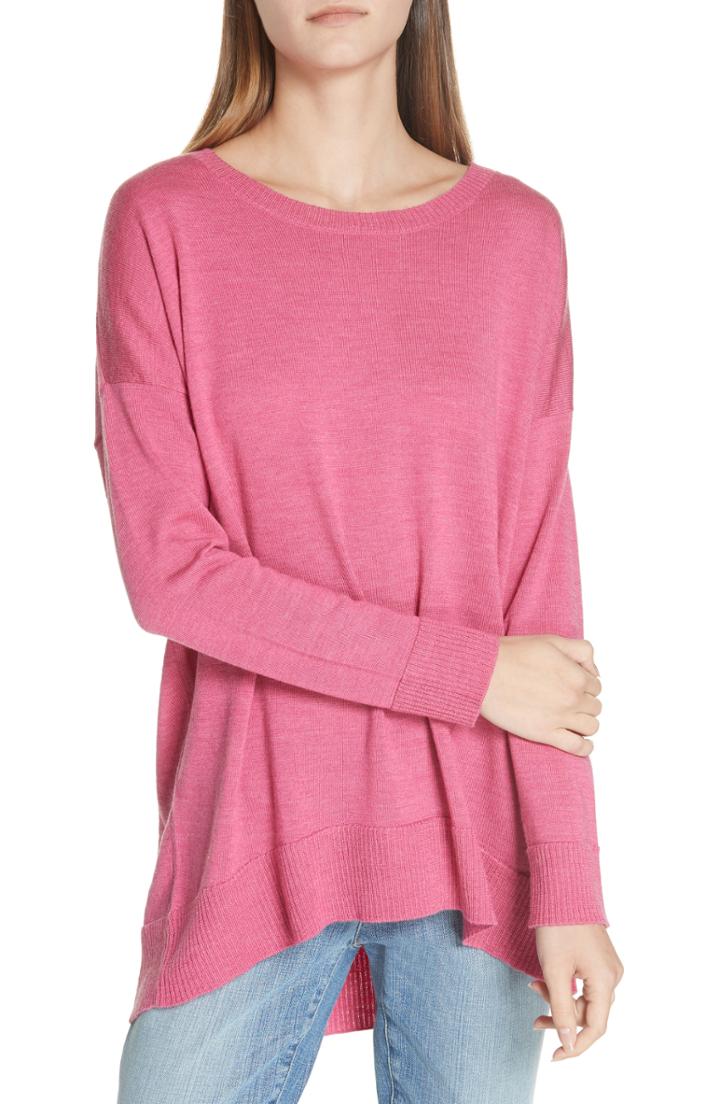 Women's Eileen Fisher Merino Jersey Ballet Neck Tunic - Pink