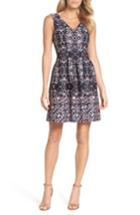 Women's Vince Camuto Print Scuba Fit & Flare Dress - Blue