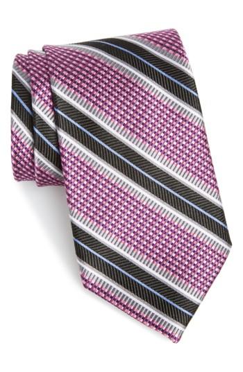 Men's Nordstrom Men's Shop Stripe Silk Tie, Size X-long - Pink
