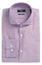 Men's Boss Mark Sharp Fit Stripe Dress Shirt .5 R - Red