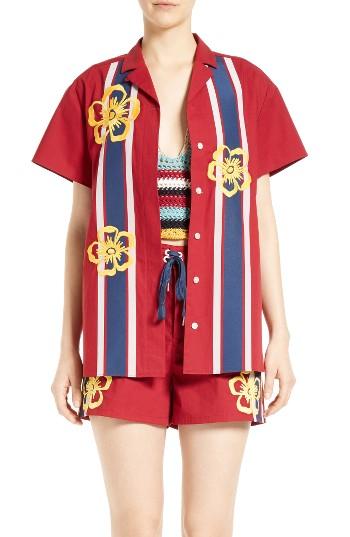 Women's Red Valentino Surfboard Print Camp Shirt