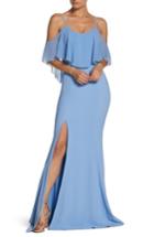 Women's Dress The Population Diana Cold Shoulder Side Slit Gown - Blue