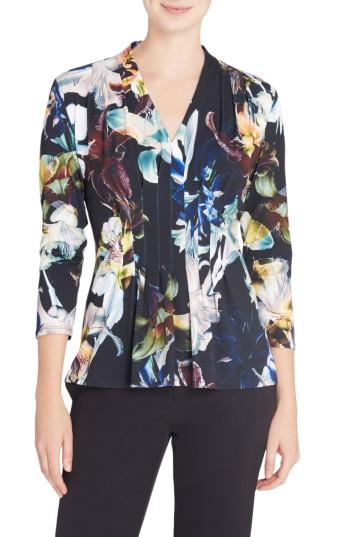 Women's Catherine Catherine Malandrino 'rea' V-neck Print Top - Black