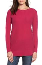 Petite Women's Halogen High/low Wool & Cashmere Tunic Sweater, Size P - Pink