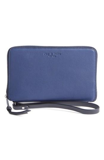 Women's Rag & Bone Devon Calfskin Smartphone Wallet - Blue