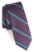 Men's The Tie Bar Spring Break Stripe Silk & Linen Tie, Size - Purple