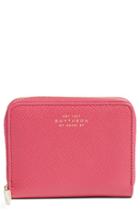 Women's Smythson 'panama' Leather Coin Case - Pink