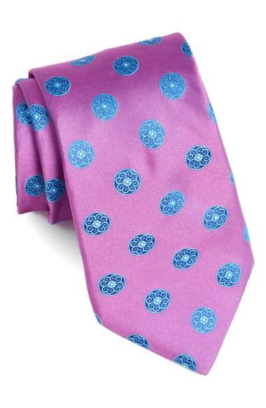 Men's Ted Baker London Medallion Woven Silk Tie, Size - Pink