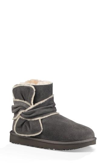 Women's Ugg Mini Bow Spill Seam Bootie M - Grey