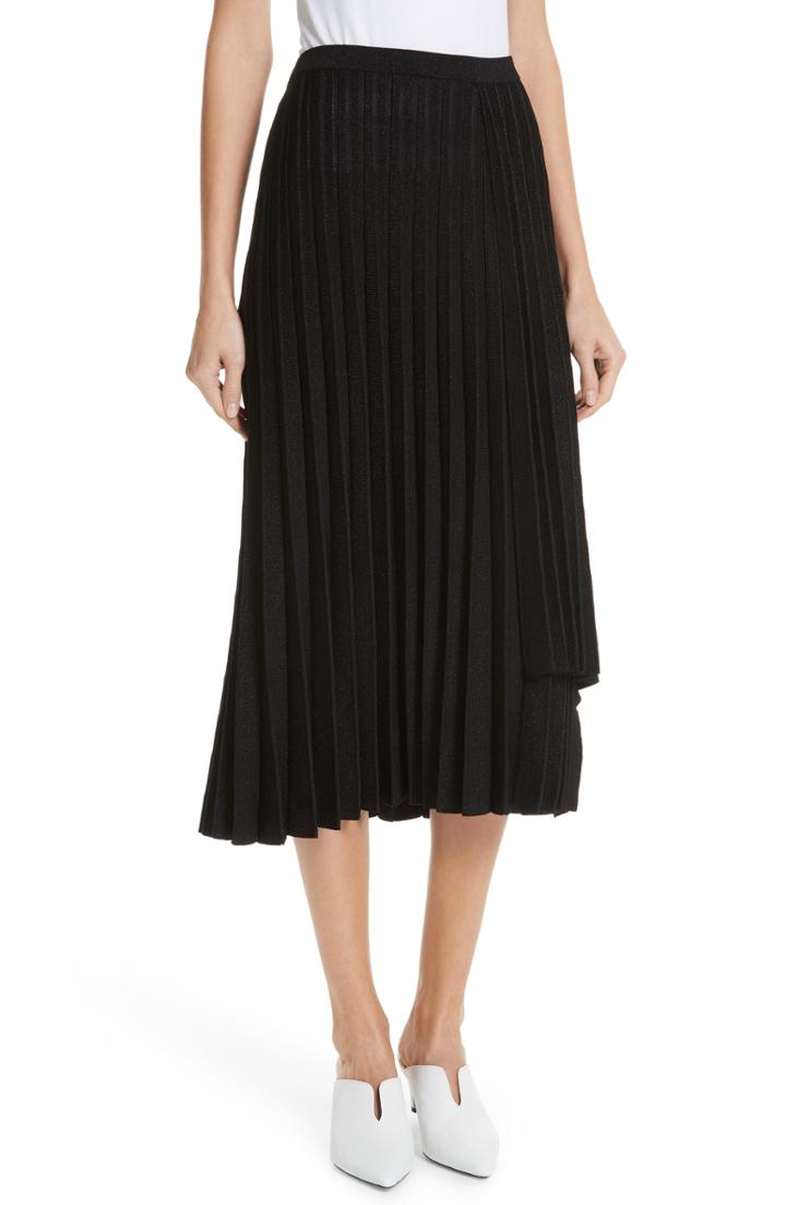 Women's Lewit Metallic Sparkle Pleated Maxi Skirt - Black