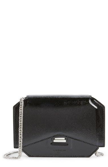 Women's Givenchy 'bow Cut' Patent Leather Wallet On A Chain -