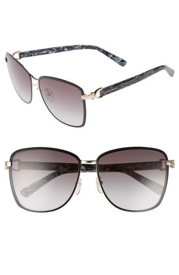 Women's Longchamp 58mm Metal Sunglasses - Gold/ Black