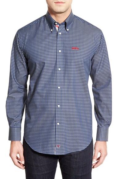 Men's Thomas Dean 'ole Miss Rebels' Fit Long Sleeve Gingham Sport Shirt