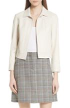 Women's Theory Bristol Shrunken Leather Jacket, Size - White