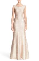 Women's Herve Leger Metallic Knit Bateau Neck Gown
