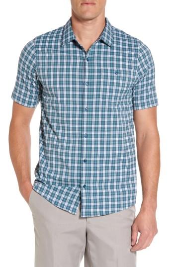 Men's Travis Mathew Vercruse Plaid Performance Sport Shirt - Blue