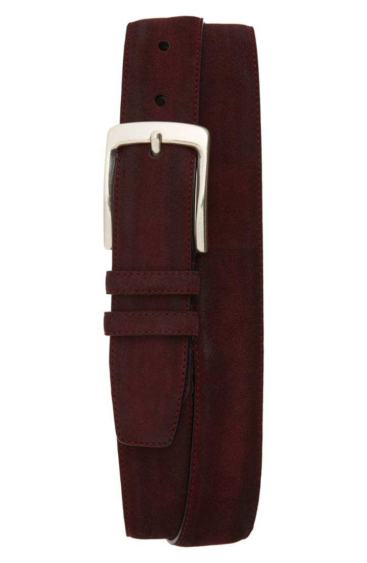 Men's Mezlan Suede Belt - Burgundy