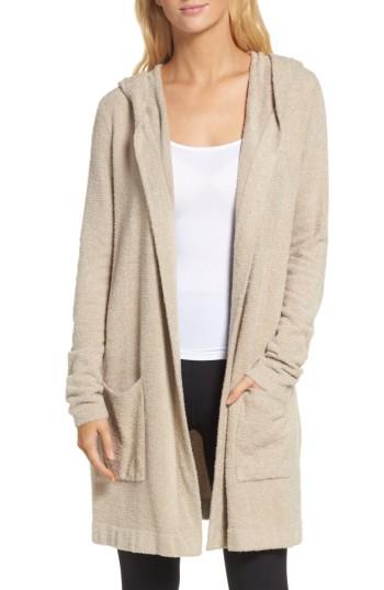 Women's Barefoot Dreams Cozychic Lite Coastal Hooded Cardigan /small - Beige