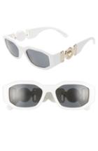 Women's Versace Biggie 53mm Round Sunglasses - White Solid