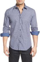 Men's Bugatchi Shaped Fit Floral Sport Shirt - Blue