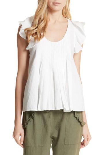 Women's The Great. The Tulip Linen & Cotton Top - White